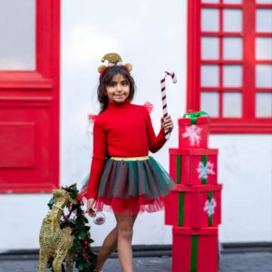 HOLIDAY GREEN RED TULL SKIRT
