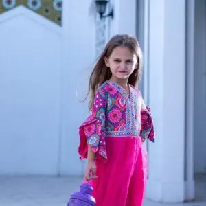 Pink Tulle Kaftan – Vibrant & Festive